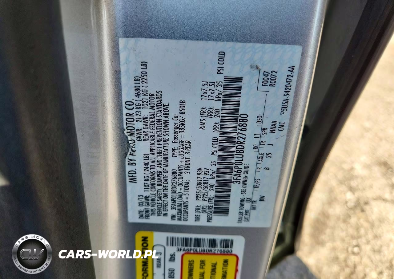 2013 Ford Fusion Se Hybrid VIN:3FA6P0LU8DR276880 - 12