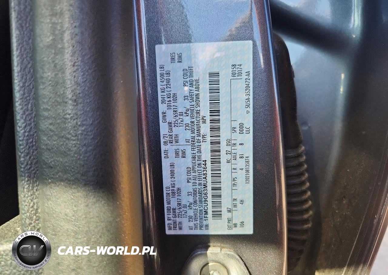 2021 Ford Escape Se VIN:1FMCU9G63MUA83644 - 13