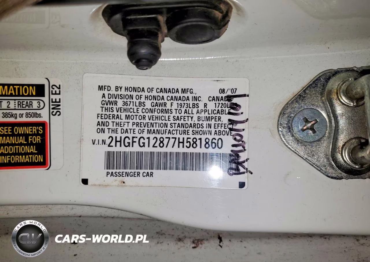 2007 Honda Civic Ex VIN:2HGFG12877H581860 - 12