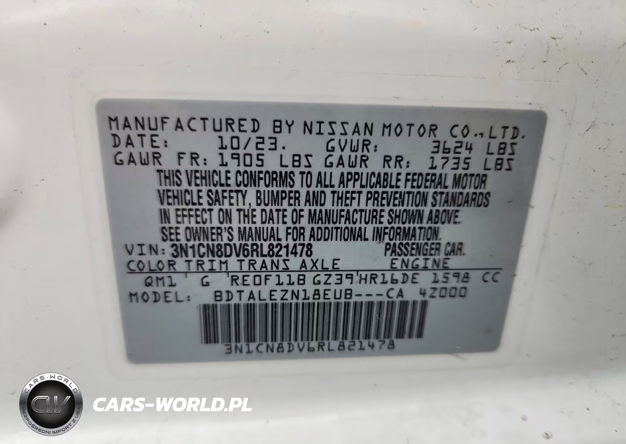 2024 Nissan Versa S VIN:3N1CN8DV6RL821478 - 13