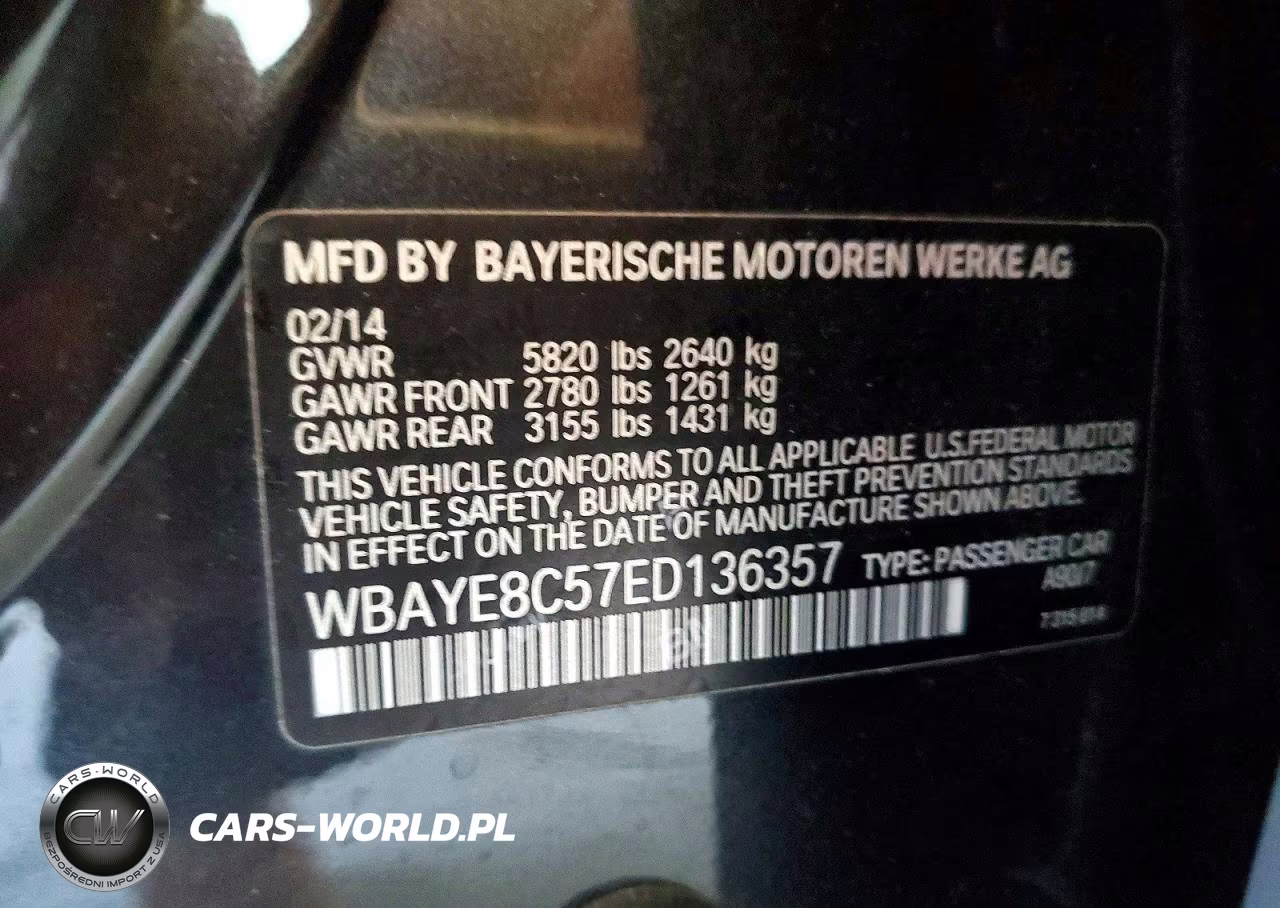 2014 BMW 750 Li VIN:WBAYE8C57ED136357 - 12