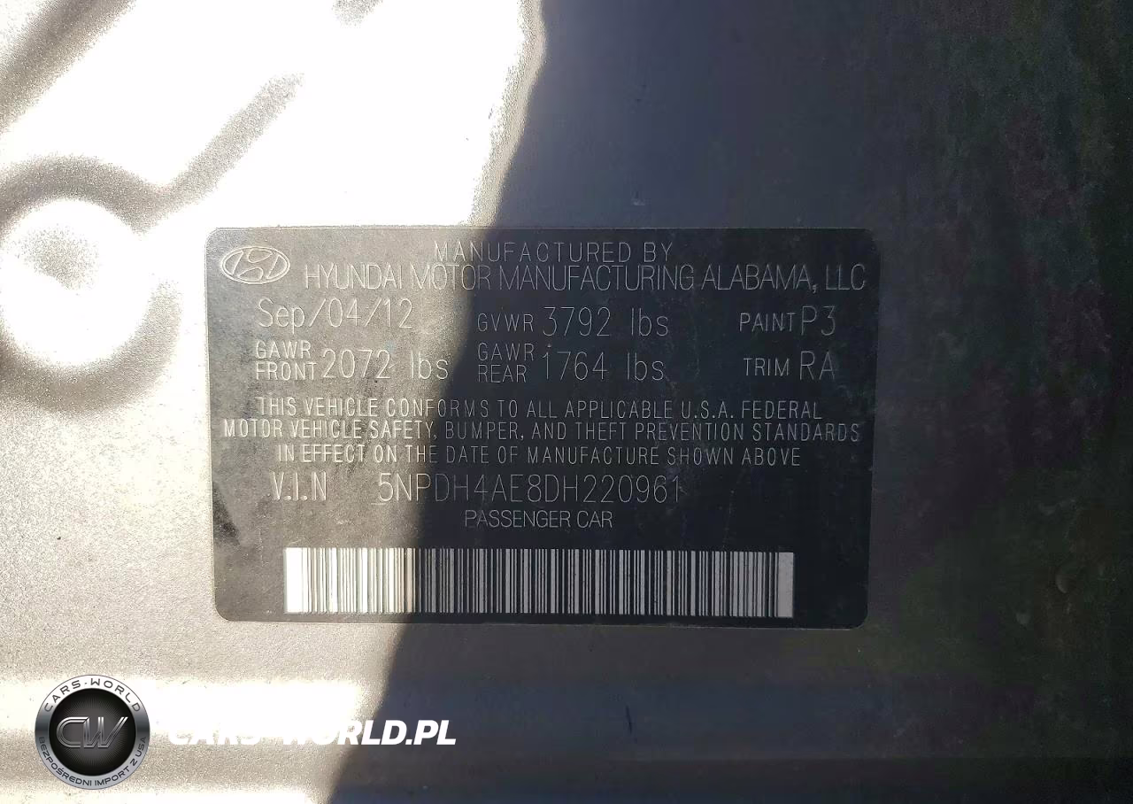 2013 Hyundai Elantra Gls VIN:5NPDH4AE8DH220961 - 12