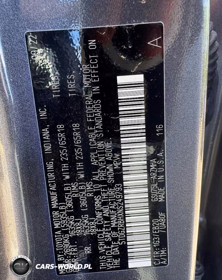 2022 Toyota Highlander Xle VIN:5TDGZRBHXNS249793 - 10