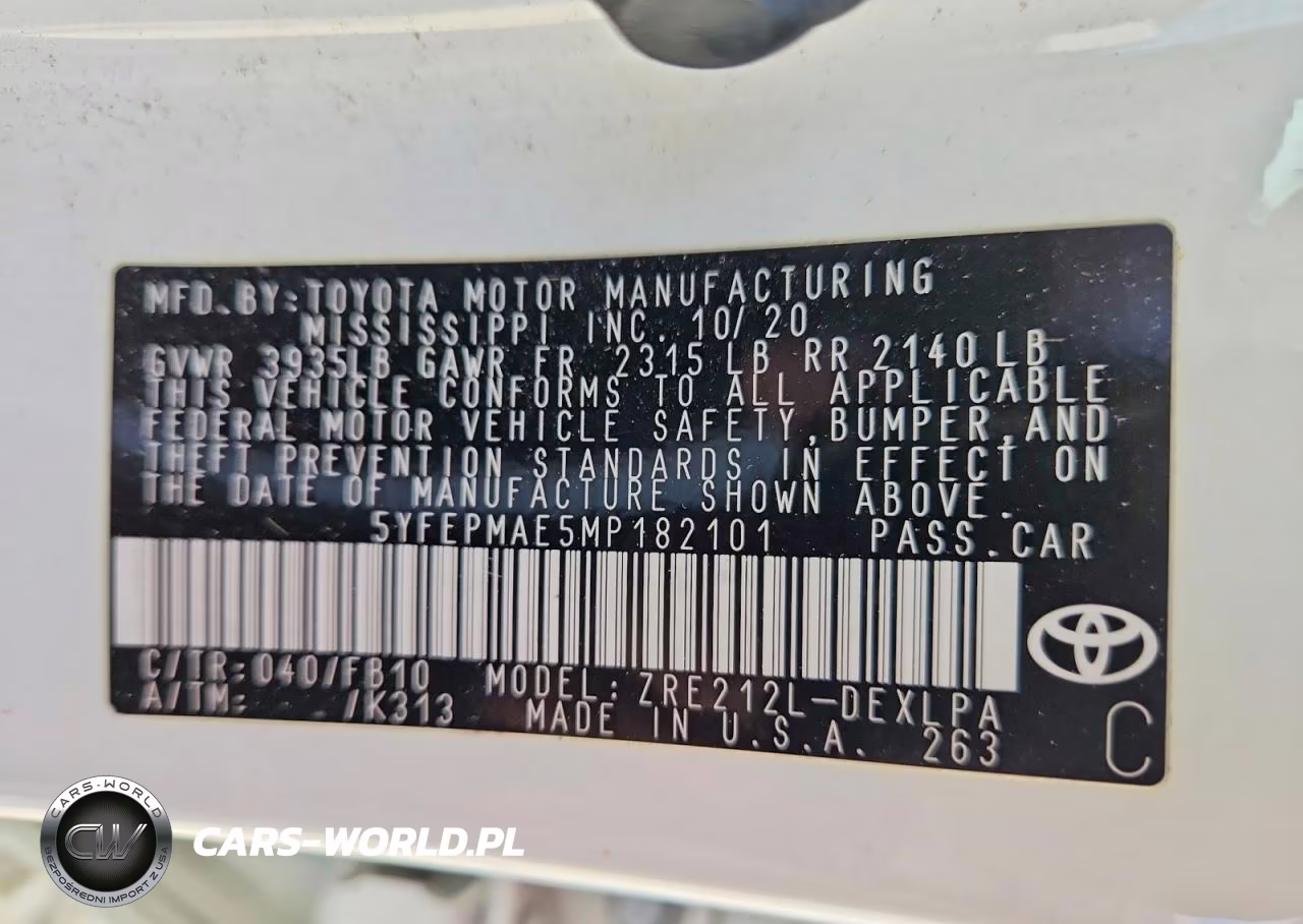 2021 Toyota Corolla Le VIN:5YFEPMAE5MP182101 - 12