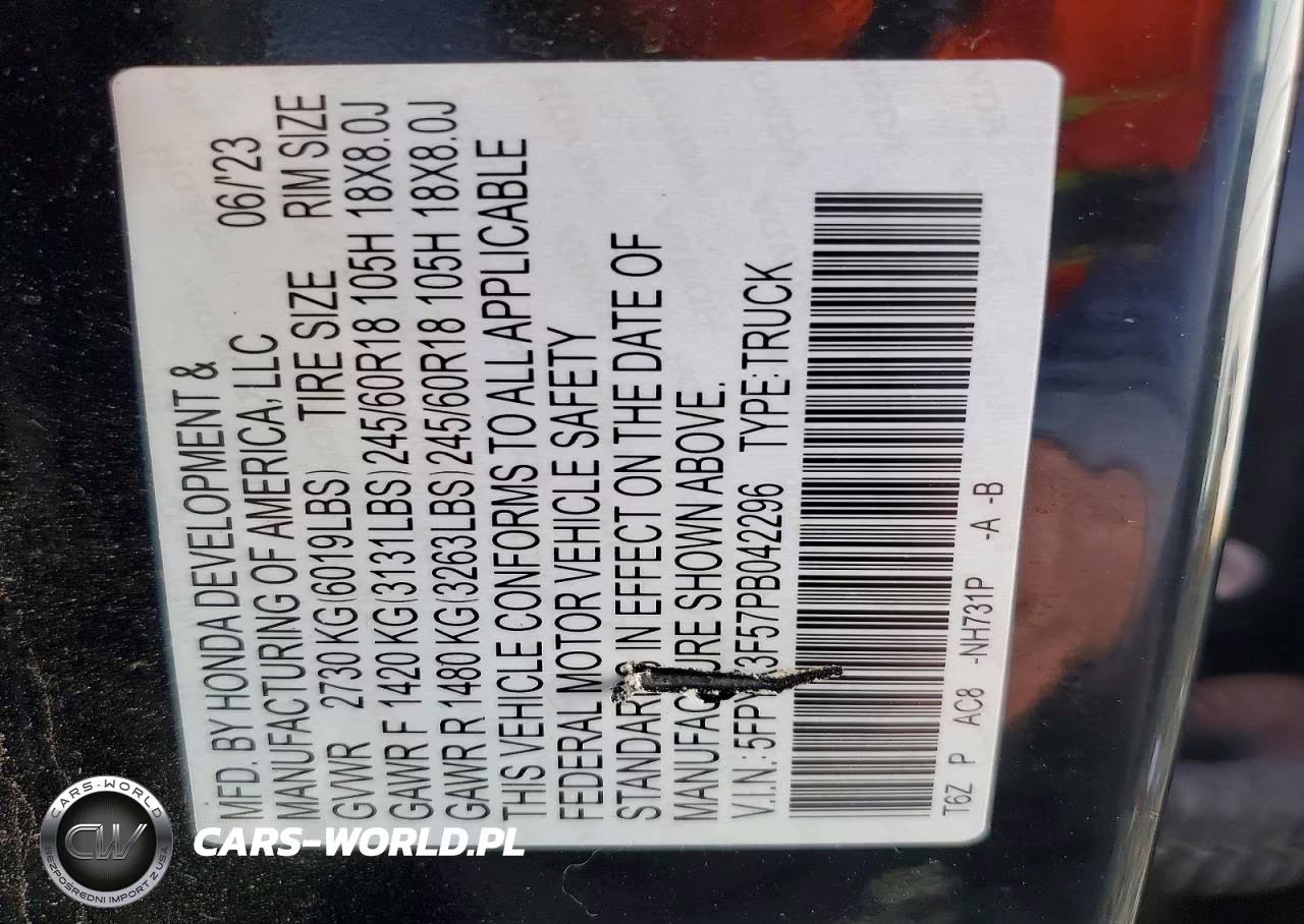 2023 Honda Ridgeline Rtl VIN:5FPYK3F57PB042296 - 13