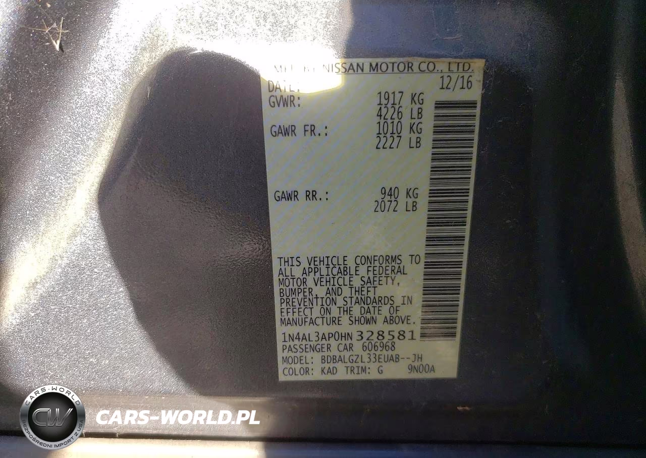 2017 Nissan Altima 2.5 S VIN:1N4AL3AP0HN328581 - 12