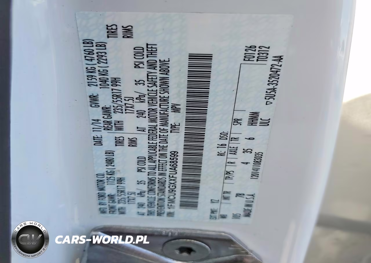 2015 Ford Escape Se VIN:1FMCU9GXXFUA68599 - 13