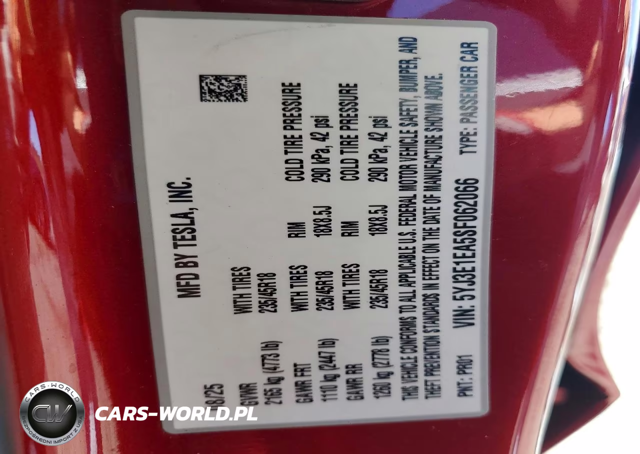 2025 Tesla Model 3 VIN:5YJ3E1EA5SF062066 - 12