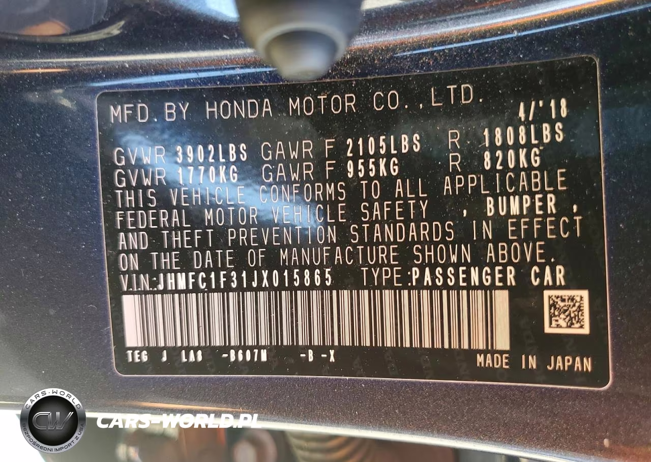 2018 Honda Civic Ex VIN:JHMFC1F31JX015865 - 12