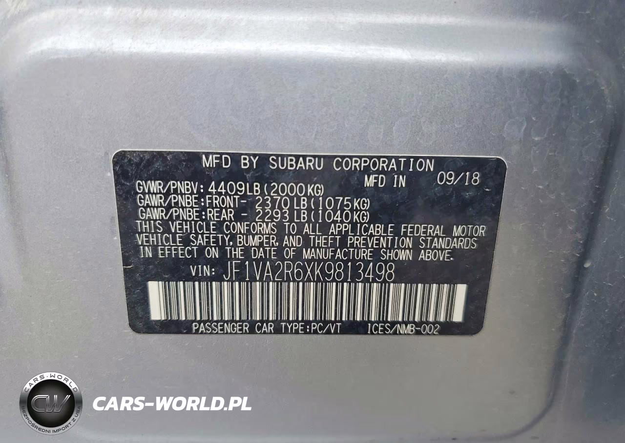 2019 Subaru Wrx Sti VIN:JF1VA2R6XK9813498 - 12