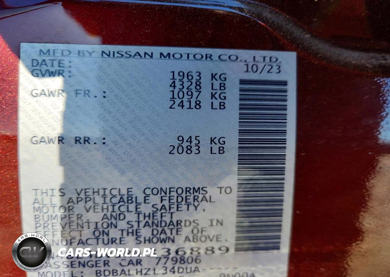 2024 Nissan Altima Sv VIN:1N4BL4DV5RN336889 - 12