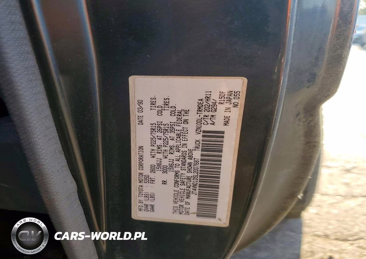 1990 Toyota Pickup Deluxe VIN:JT4VN01D5L2007687 - 12