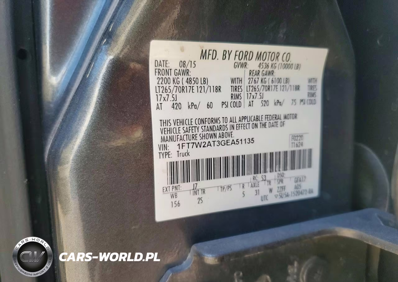 2016 Ford F250 Super Duty VIN:1FT7W2AT3GEA51135 - 12