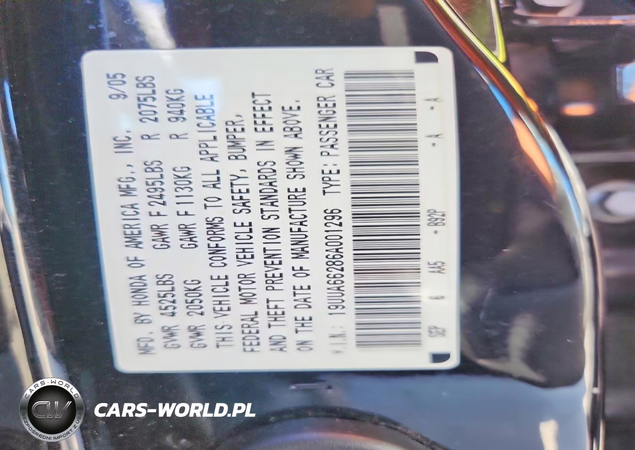 2006 Acura 3.2Tl VIN:19UUA66286A001296 - 12