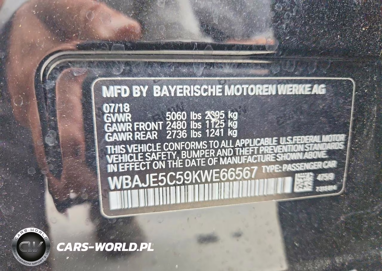2019 BMW 540 I VIN:WBAJE5C59KWE66567 - 12