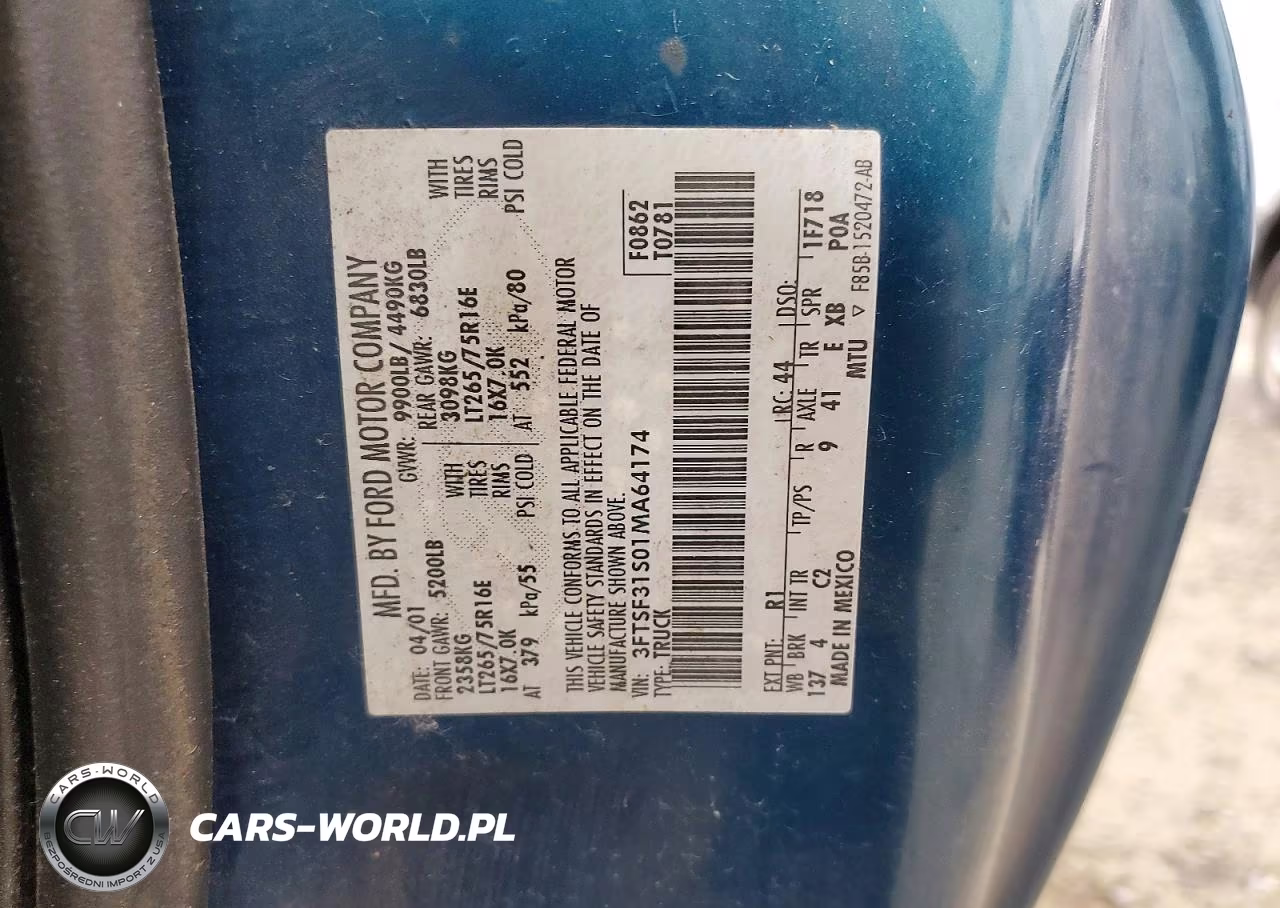 2001 Ford F350 Srw Super Duty VIN:3FTSF31S01MA64174 - 14
