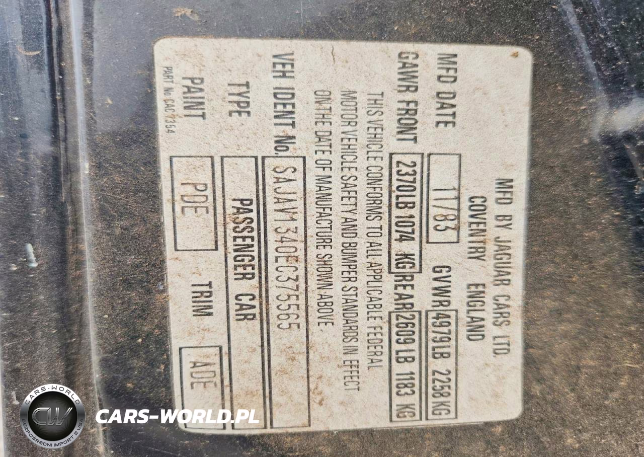 1984 Jaguar Xj6 VIN:SAJAV1340EC375565 - 12