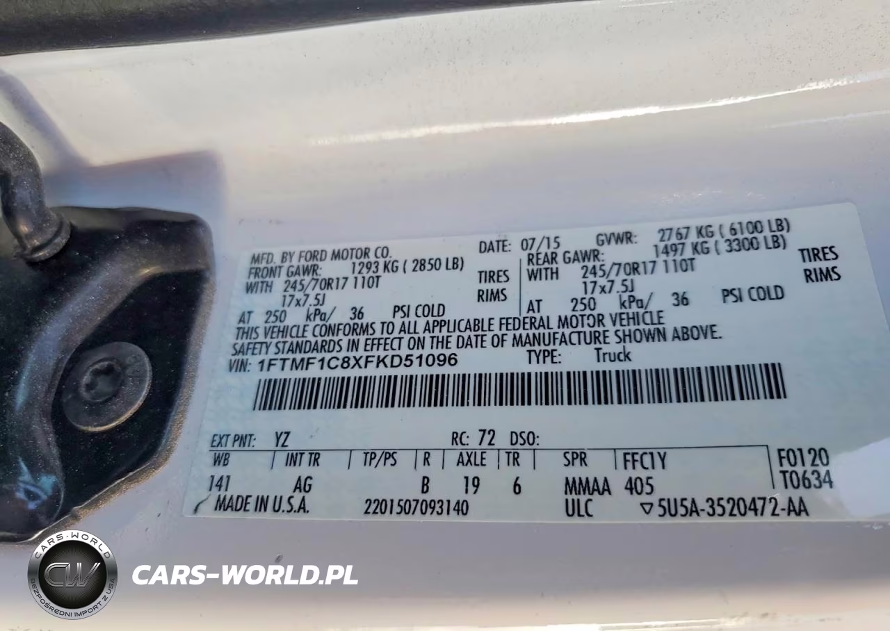2015 Ford F150 VIN:1FTMF1C8XFKD51096 - 12