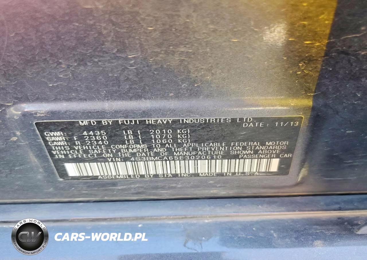 2014 Subaru Legacy 2.5I VIN:4S3BMCA65E3020610 - 12