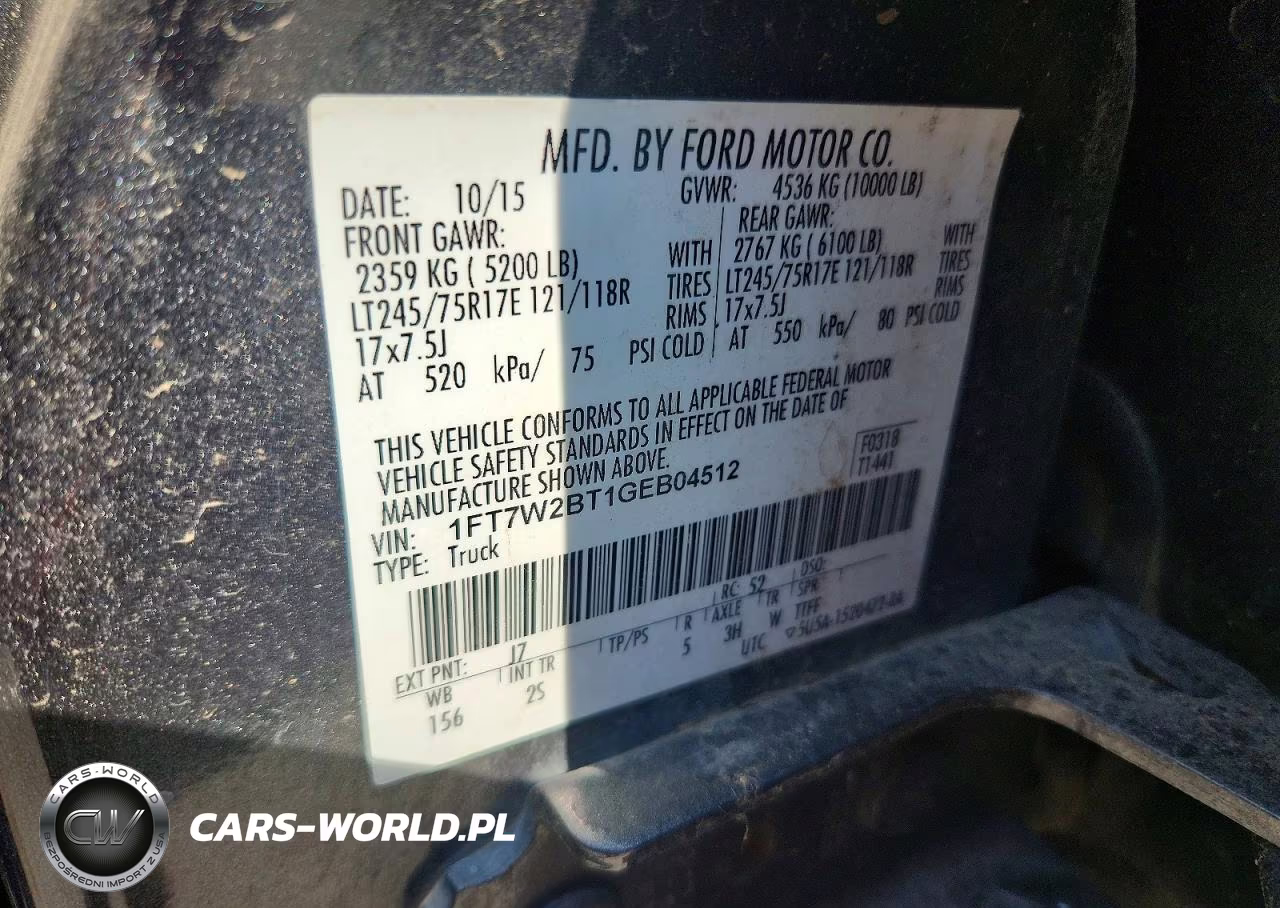 2016 Ford F250 Super Duty VIN:1FT7W2BT1GEB04512 - 12