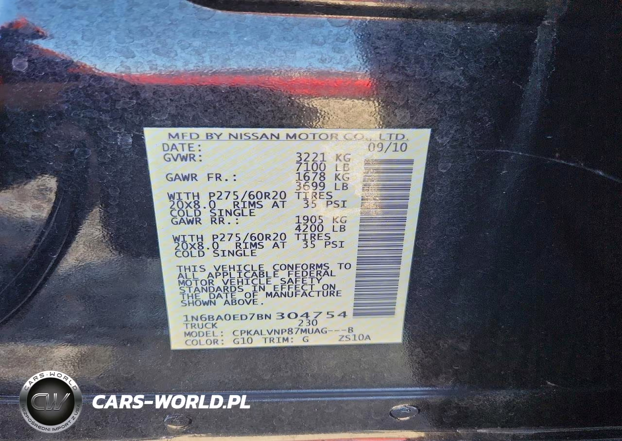 2011 Nissan Titan Sv VIN:1N6BA0ED7BN304754 - 12