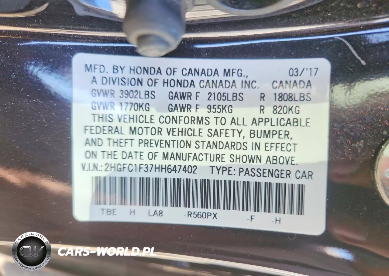 2017 Honda Civic Ex VIN:2HGFC1F37HH647402 - 12
