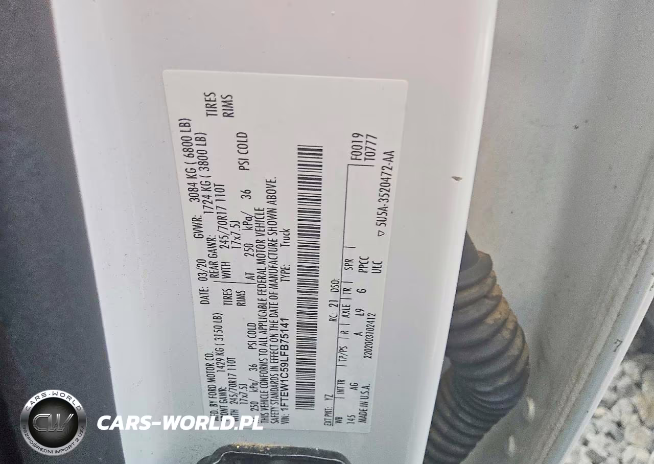 2020 Ford F150 Supercrew VIN:1FTEW1C59LFB75141 - 12