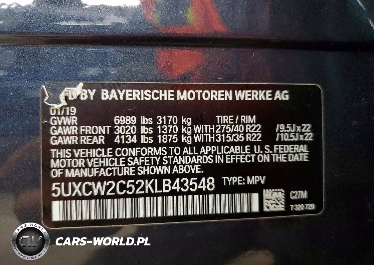 2019 BMW X7 xDrive40I VIN:5UXCW2C52KLB43548 - 13