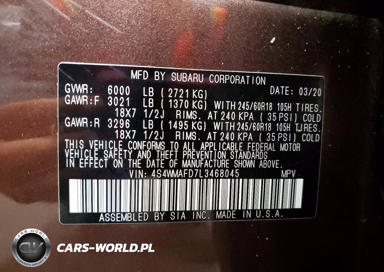 2020 Subaru Ascent Premium VIN:4S4WMAFD7L3468045 - 13