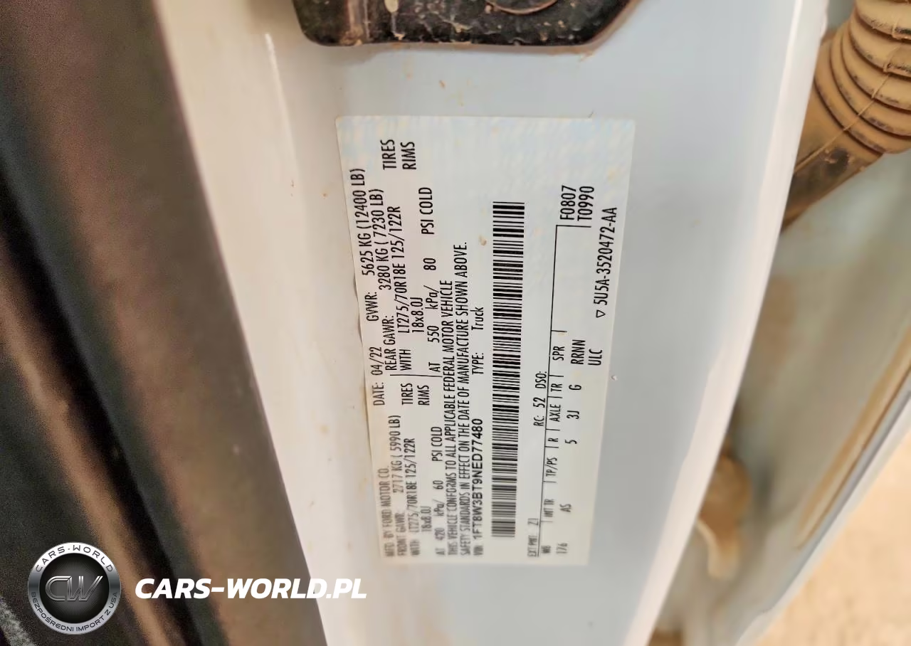 2022 Ford F350 Super Duty VIN:1FT8W3BT9NED77480 - 12