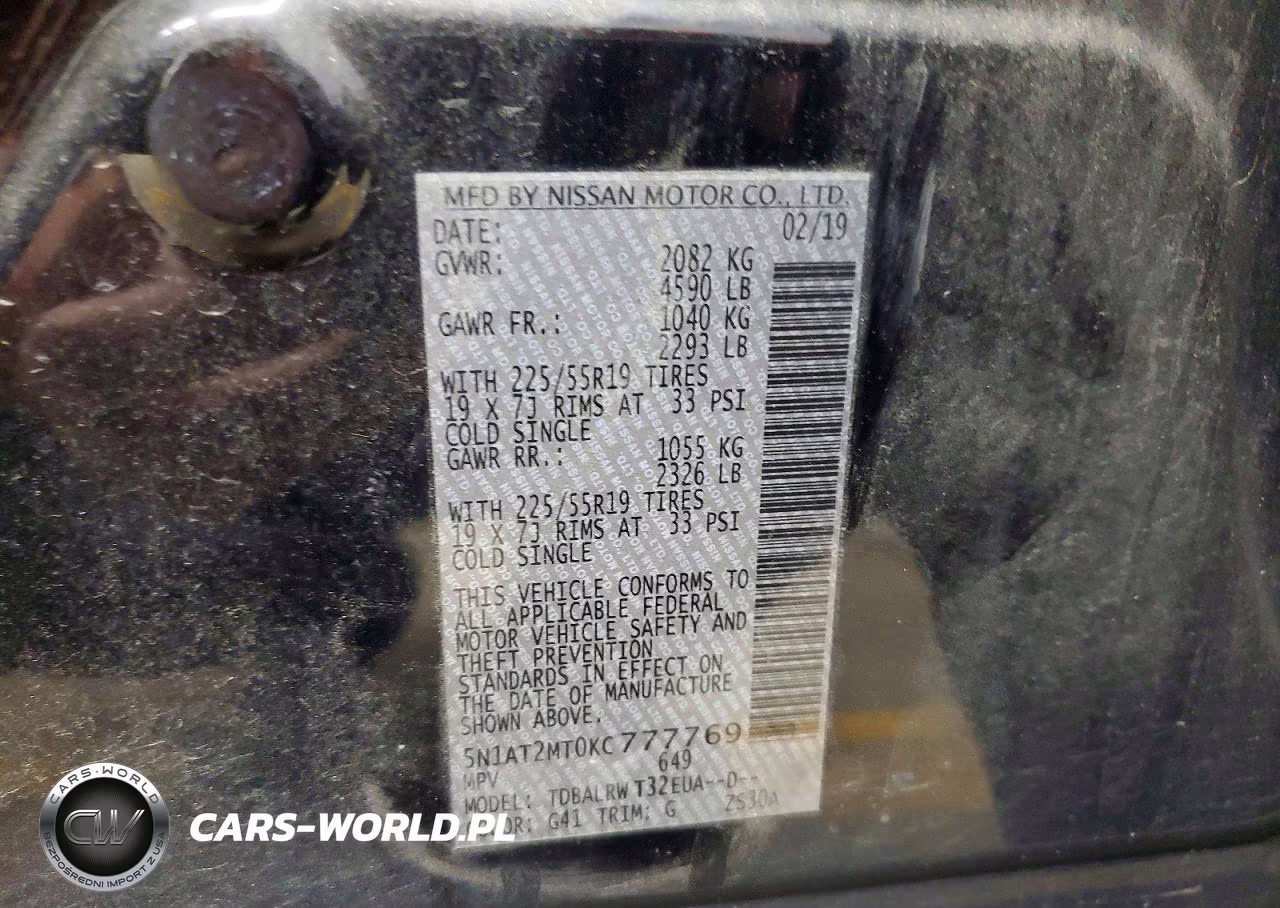 2019 Nissan Rouge Sl Sl VIN:5N1AT2MT0KC777769 - 13