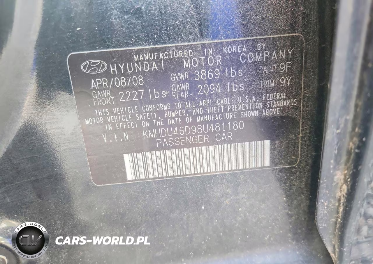 2008 Hyundai Elantra Gls VIN:KMHDU46D98U481180 - 12
