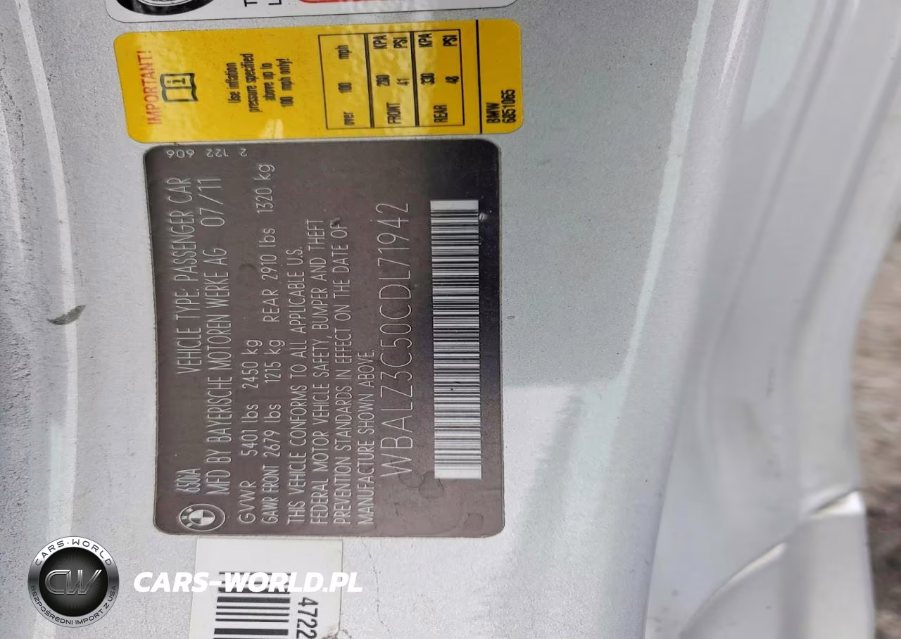 2012 BMW 650 I VIN:WBALZ3C50CDL71942 - 12