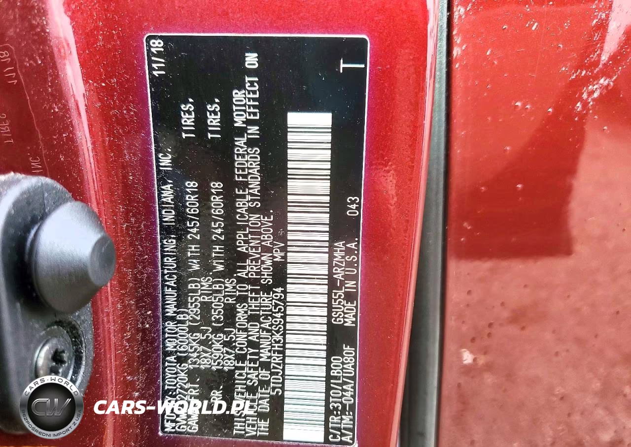 2019 Toyota Highlander Xle VIN:5TDJZRFH3KS945794 - 13