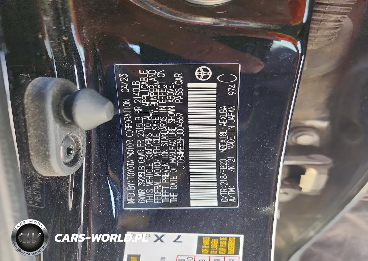 2023 Toyota Corolla Le VIN:JTDB4MEE5PJ004669 - 12