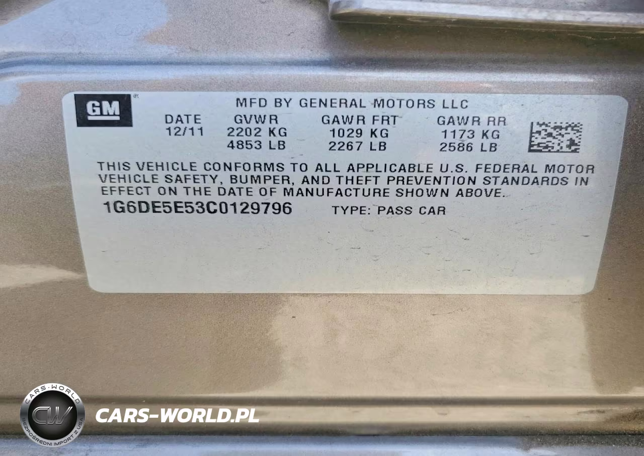 2012 Cadillac Cts Luxury Collection VIN:1G6DE5E53C0129796 - 12