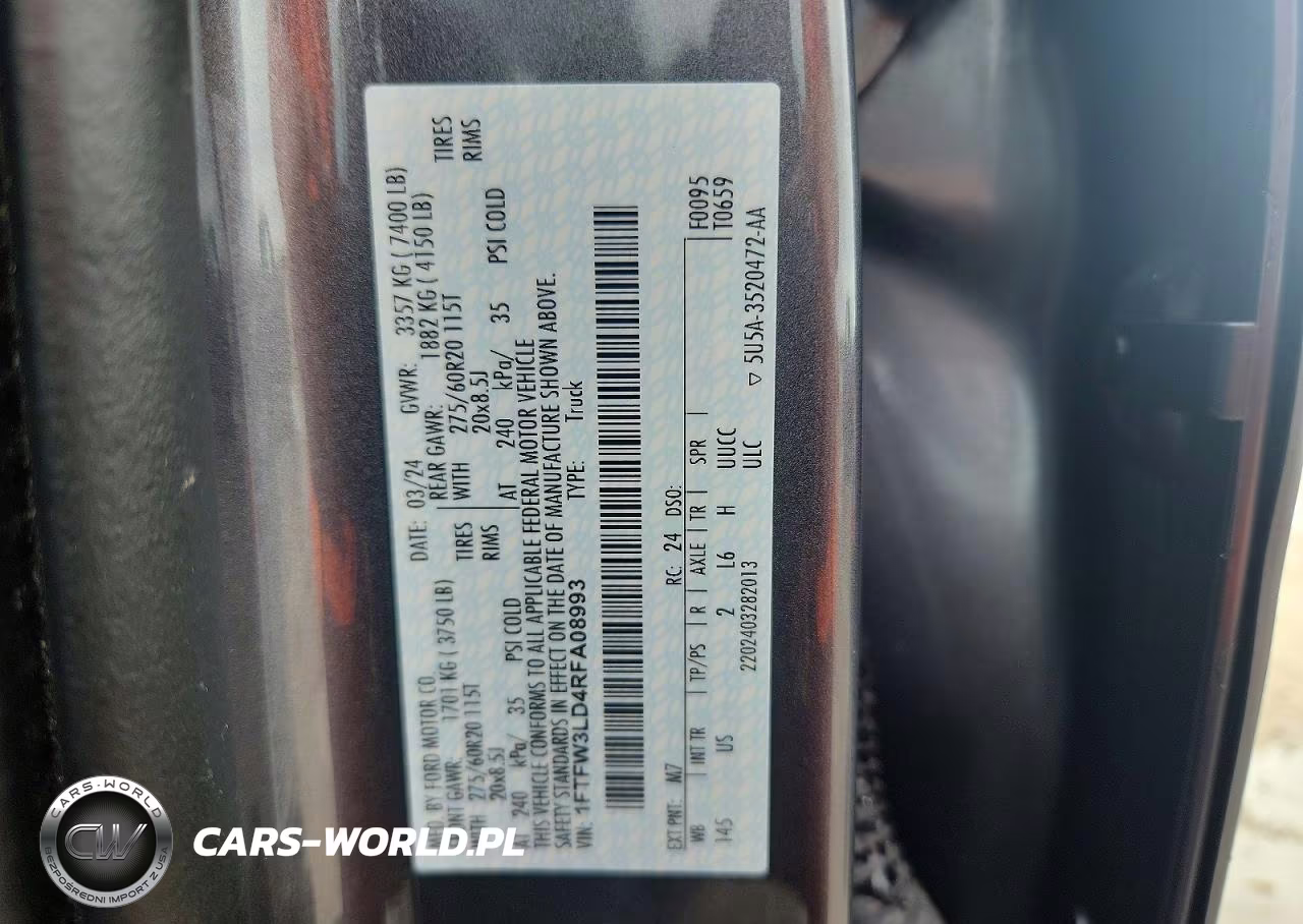 2024 Ford F150 Xlt VIN:1FTFW3LD4RFA08993 - 12