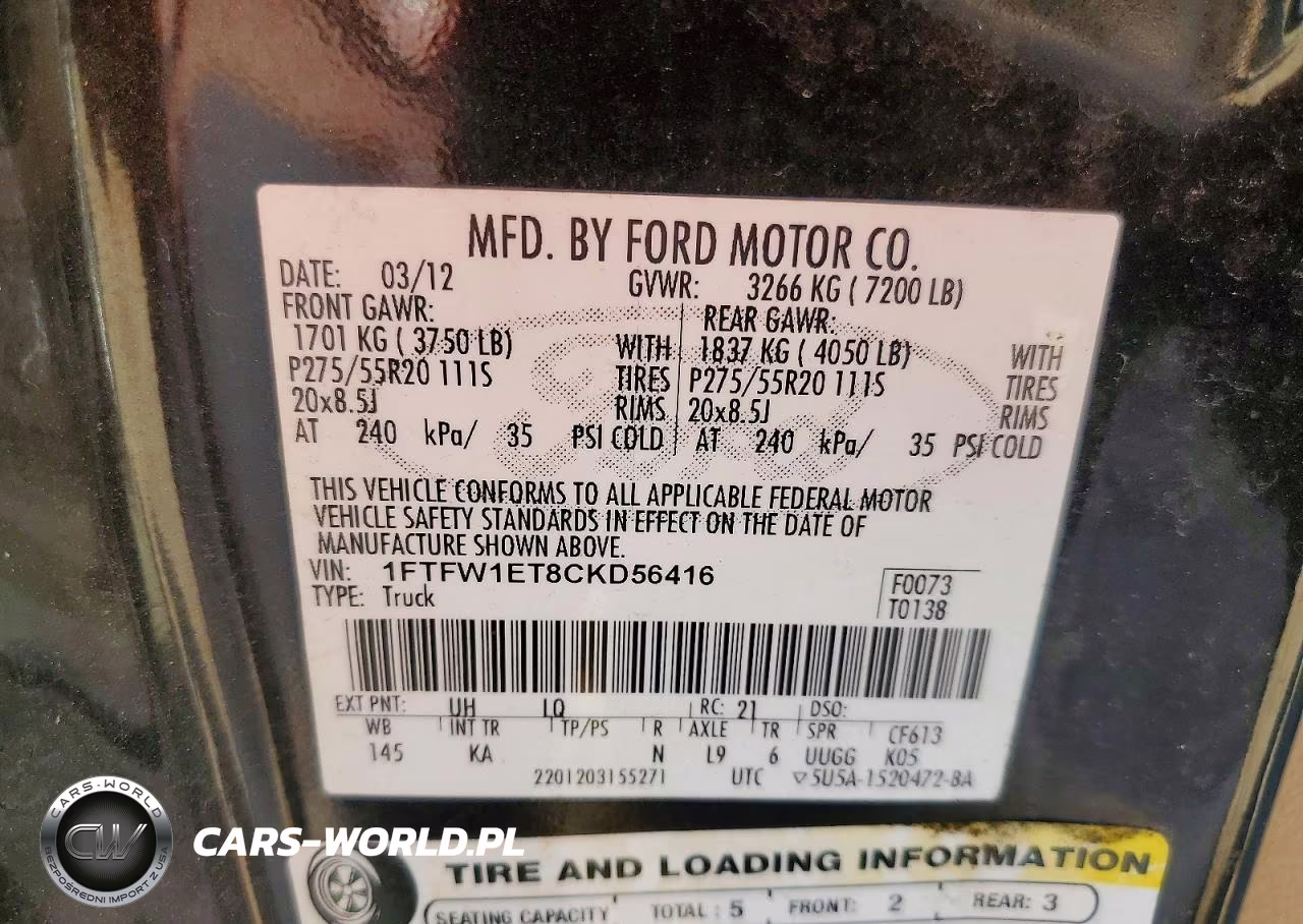 2012 Ford F150 Supercrew VIN:1FTFW1ET8CKD56416 - 12