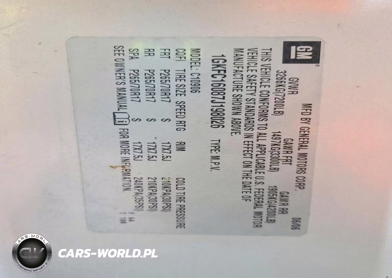 2007 GMC Yukon Xl C1500 VIN:1GKFC16087J198026 - 13