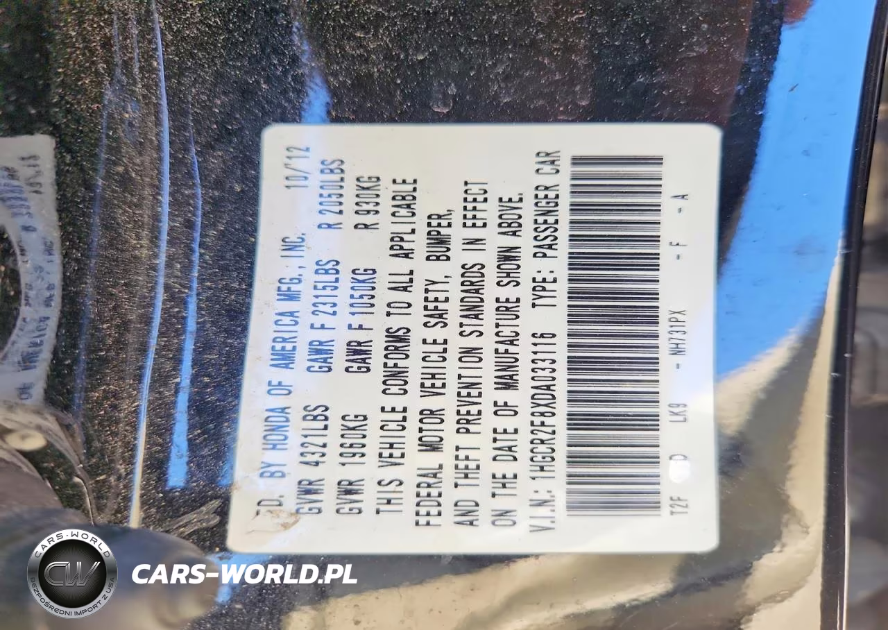 2013 Honda Accord Exl VIN:1HGCR2F8XDA033116 - 12