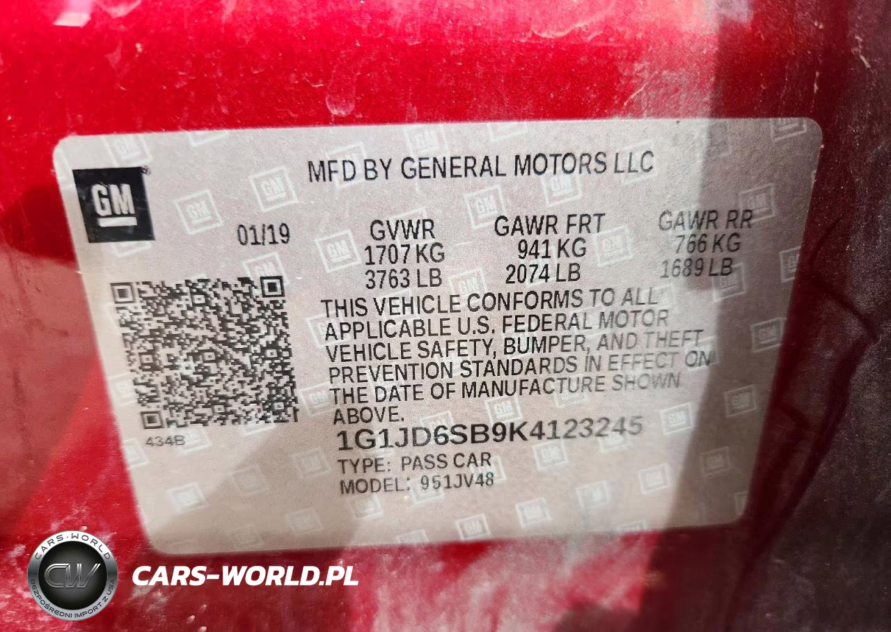 2019 Chevrolet Sonic Lt VIN:1G1JD6SB9K4123245 - 13