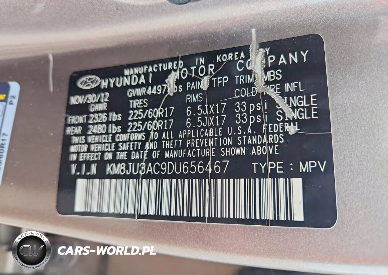 2013 Hyundai Tucson Gls VIN:KM8JU3AC9DU656467 - 13