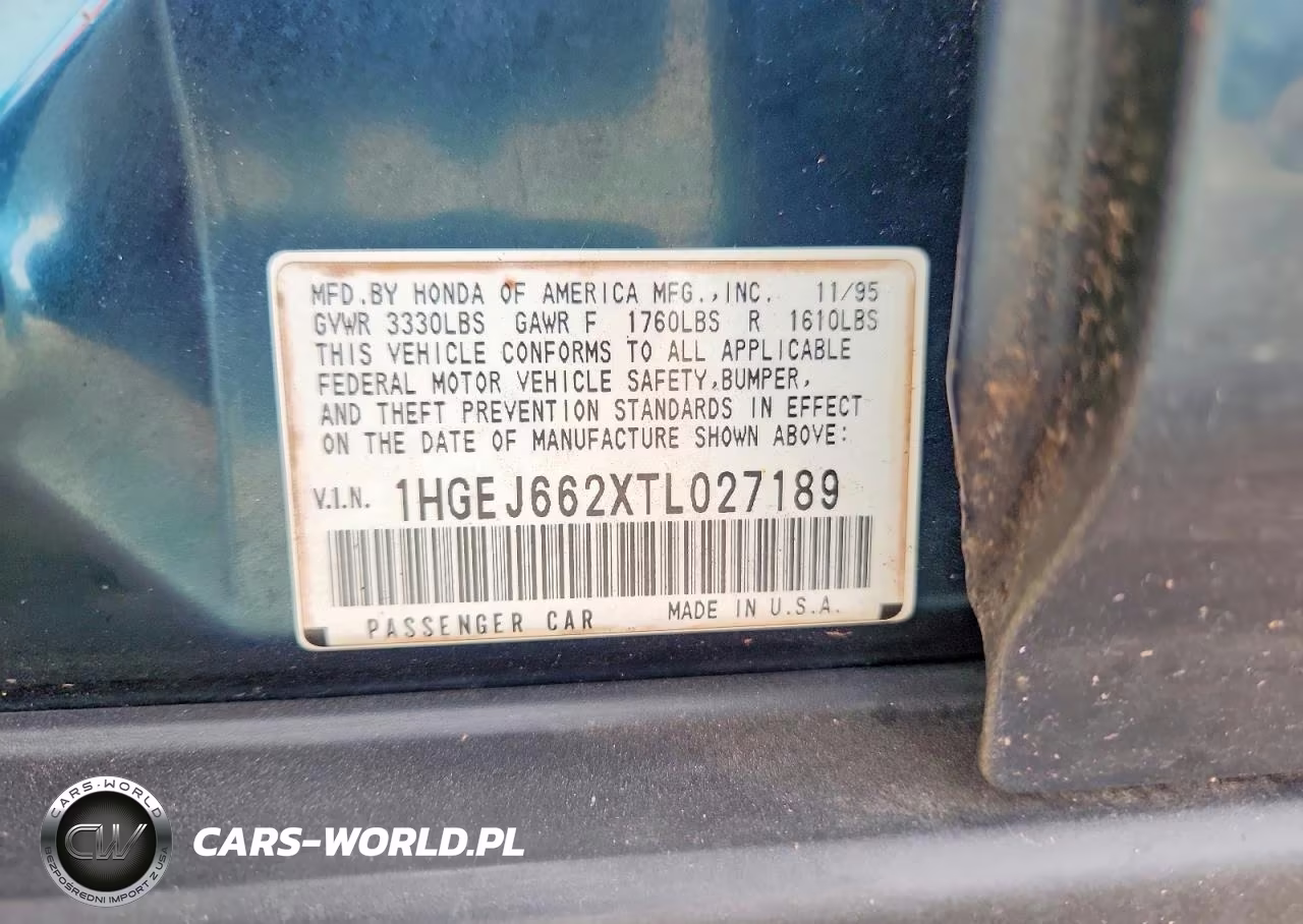 1996 Honda Civic Dx VIN:1HGEJ662XTL027189 - 12