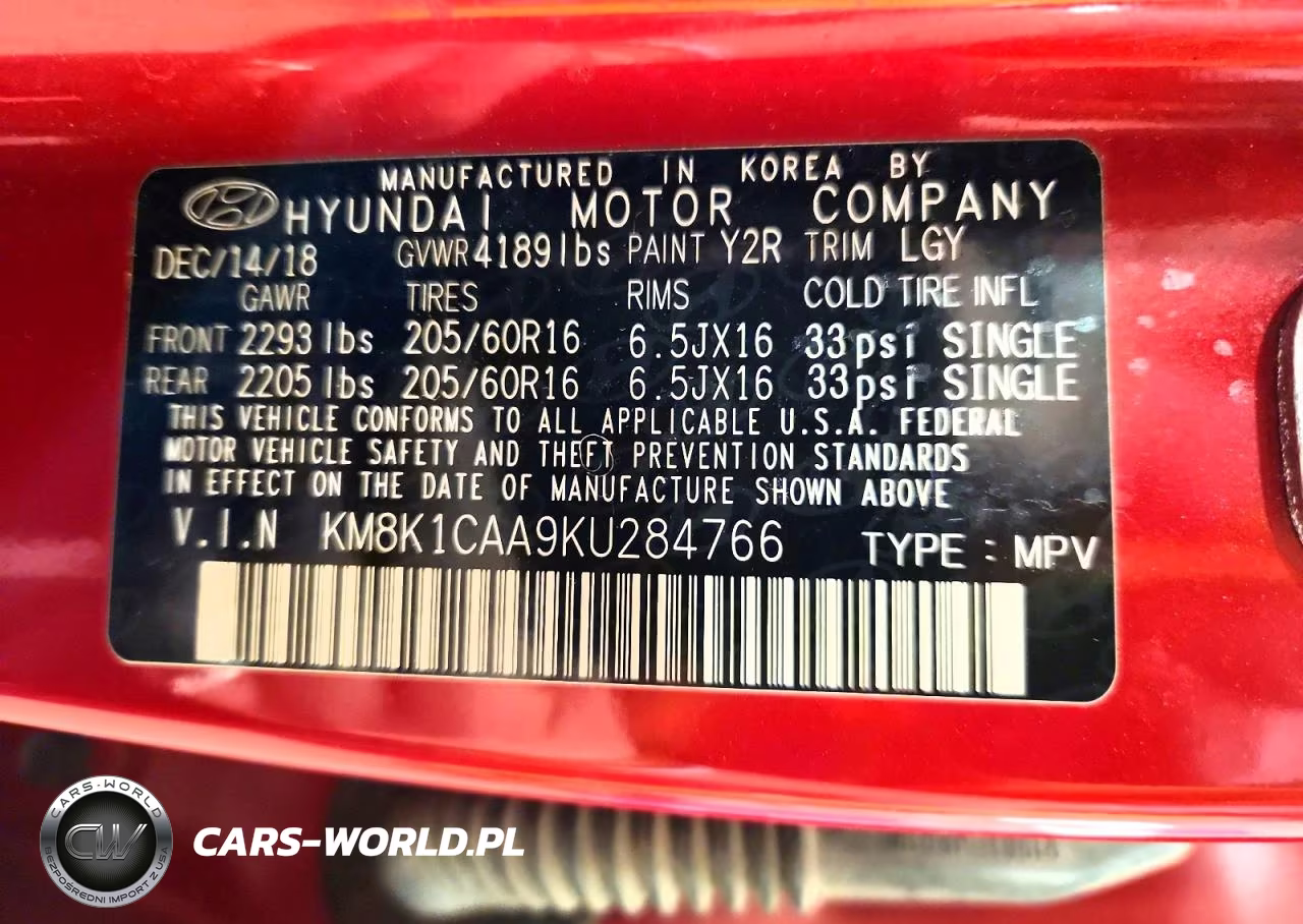 2019 Hyundai Kona Se VIN:KM8K1CAA9KU284766 - 14