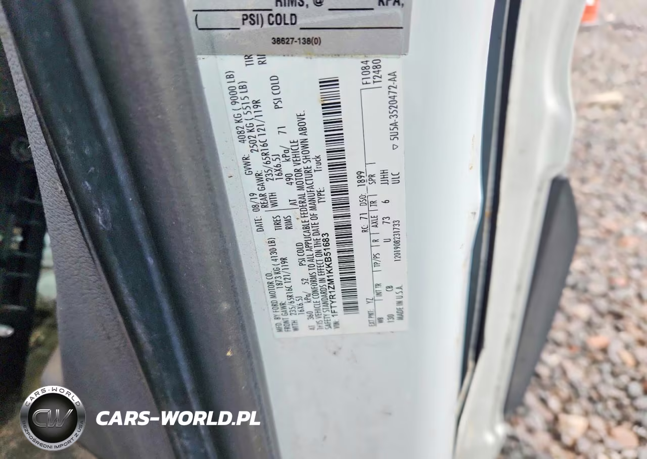 2019 Ford Transit T-250 Delivery Van VIN:1FTYR1ZM1KKB51683 - 12