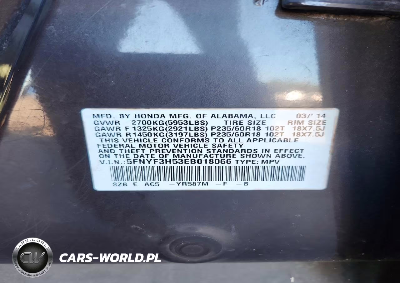 2014 Honda Pilot Exl VIN:5FNYF3H53EB018066 - 12