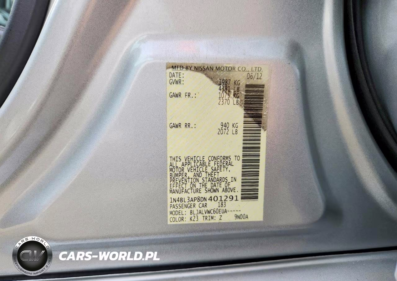 2013 Nissan Altima 3.5 S VIN:1N4BL3AP8DN401291 - 12