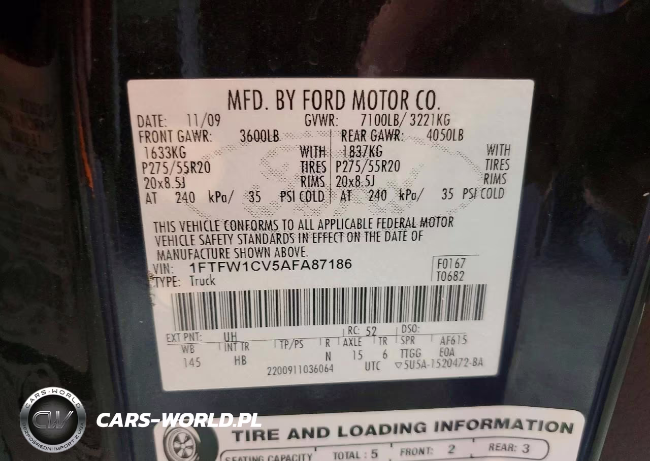 2010 Ford F150 Supercrew VIN:1FTFW1CV5AFA87186 - 12