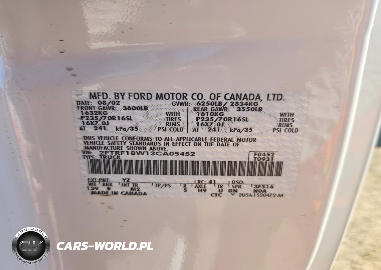 2003 Ford F150 VIN:2FTRF18W13CA05452 - 13