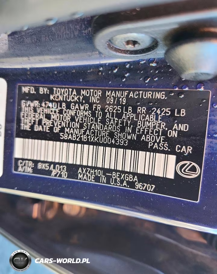 2019 Lexus Es 300H VIN:58AB21B1XKU004393 - 12